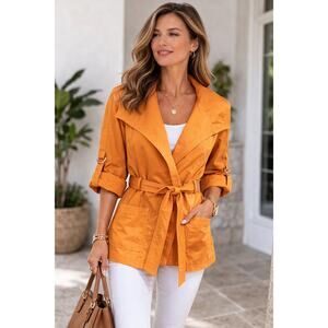 St. John Orange Open Front Jacket, Large, NWT
